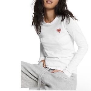 NWT Rag & Bone Embroidered Heart Long Sleeve Tee, size XS